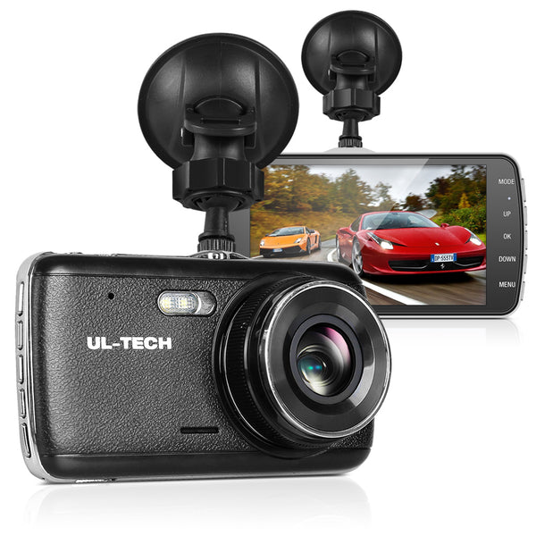 UL-Tech 4 Inch Dual Camera Dash Camera - Black