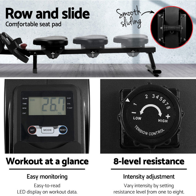 Everfit Magnetic Rowing Exercise Machine Rower Resistance Cardio Fitness Gym
