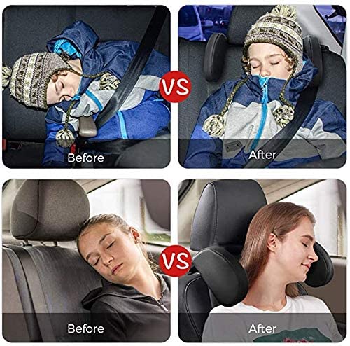 Car Travel Headrest 180 Adjustable and Washable Pillow PU Leather