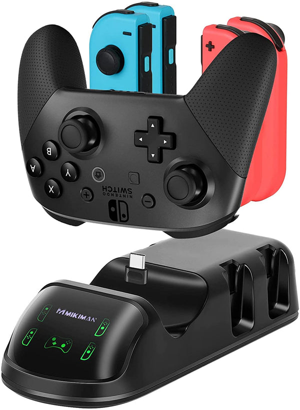 5 in 1 Controller Charger Dock for Nintendo Switch Joy-Cons and Pro Controller with LED Indicator and Type-C Charging Cable