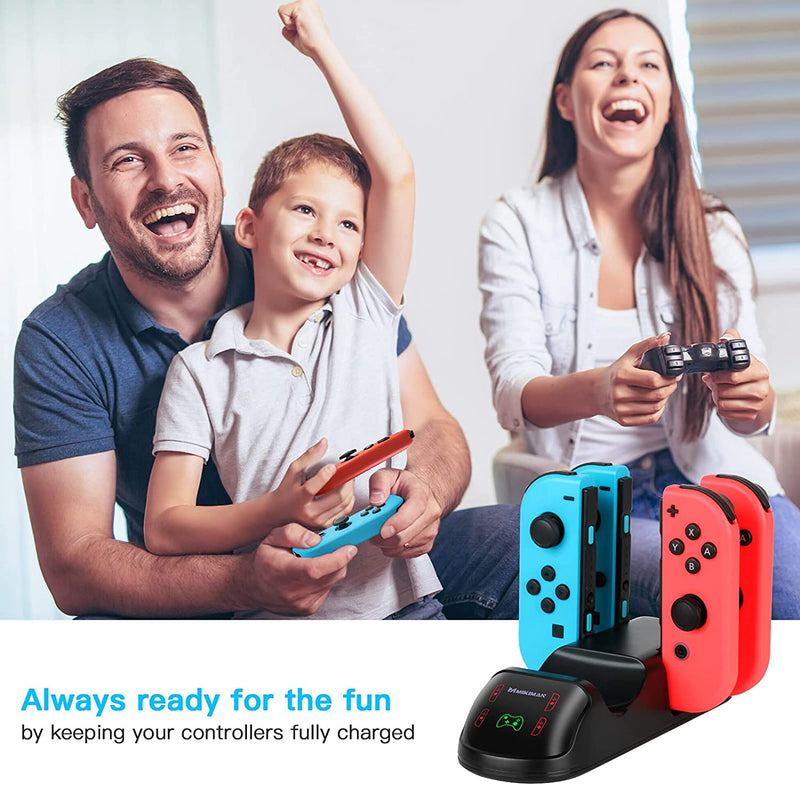 5 in 1 Controller Charger Dock for Nintendo Switch Joy-Cons and Pro Controller with LED Indicator and Type-C Charging Cable