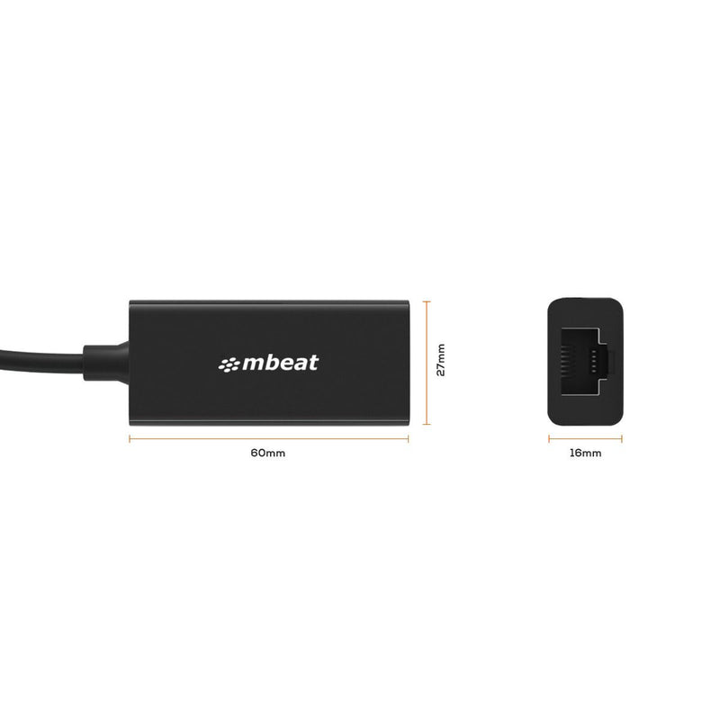 mbeat USB-C Gigabit LAN Ethernet Adapter - Black