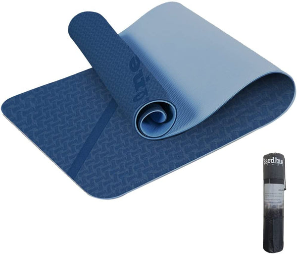 Sardine Sport TPE Yoga Mat, Exercise Workout Mats, Fitness Mat for Home Workout, Home Gym Extra Thick Large Dark Blue & Sky Blue 6mm