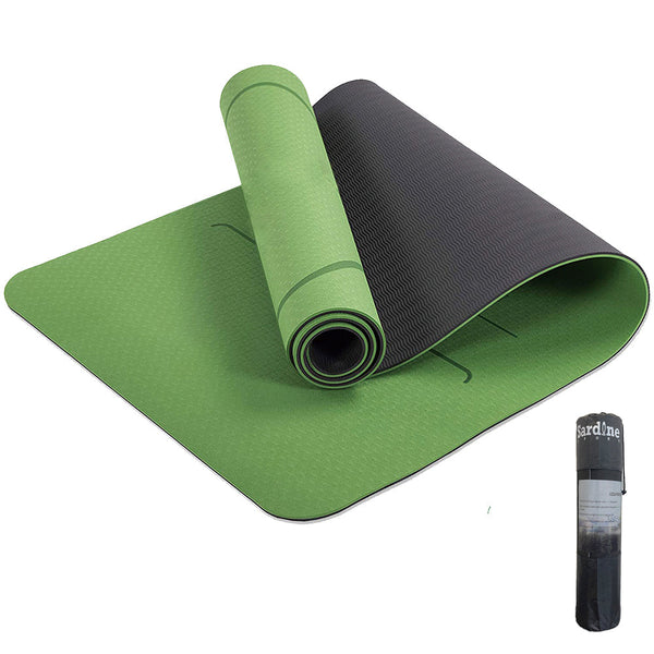 Sardine Sport TPE Yoga Mat, Exercise Workout Mats, Fitness Mat for Home Workout, Home Gym Extra Thick Large Crystal Green & Black 6mm