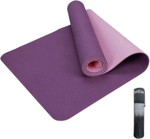 Sardine Sport TPE Yoga Mat, Exercise Workout Mats, Fitness Mat for Home Workout, Home Gym Extra Thick Large Violet & Peach Pink 6mm
