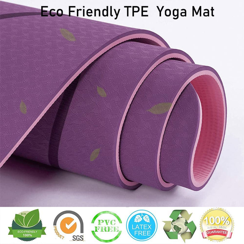Sardine Sport TPE Yoga Mat, Exercise Workout Mats, Fitness Mat for Home Workout, Home Gym Extra Thick Large Violet & Peach Pink 8mm
