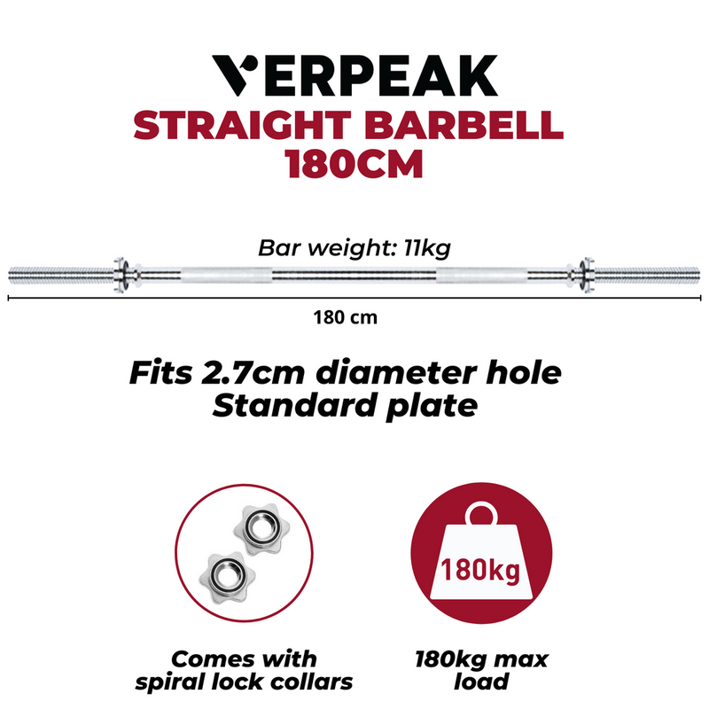 Verpeak Standard Barbell 180CM Straight VP-BB-112-AC