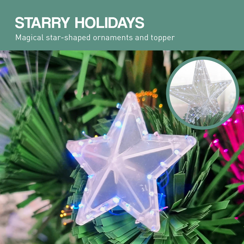 Christabelle 1.8m Enchanted Pre Lit Fibre Optic Christmas Tree Stars Xmas Decor