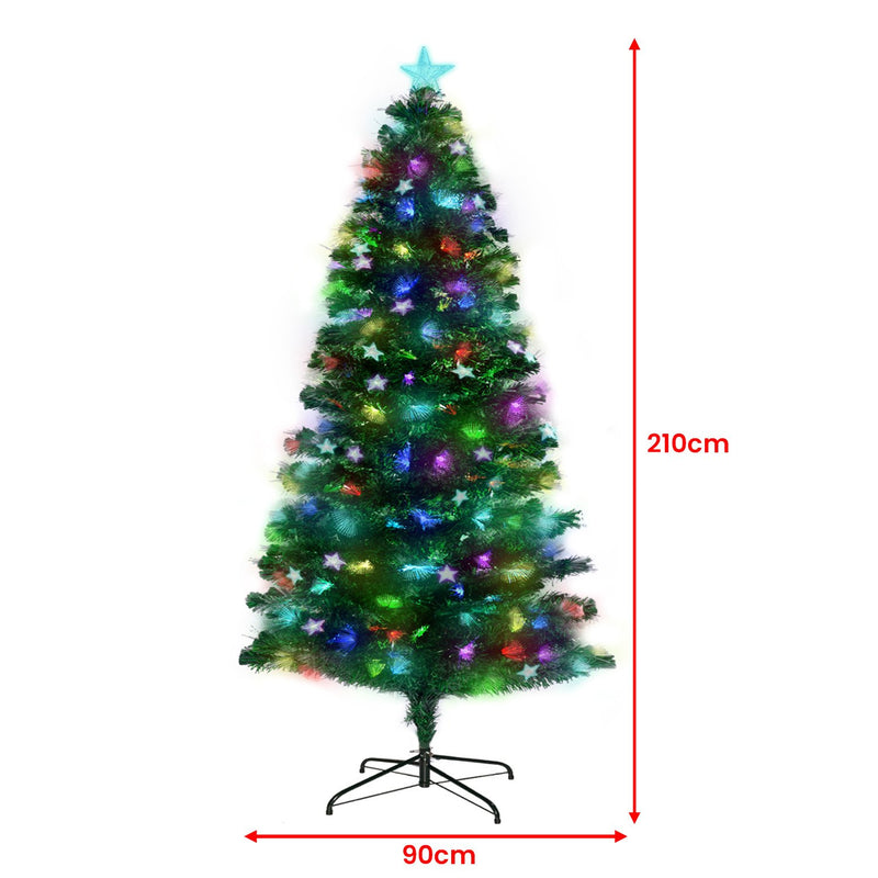 Christabelle 2.1m Enchanted Pre Lit Fibre Optic Christmas Tree Xmas Decor