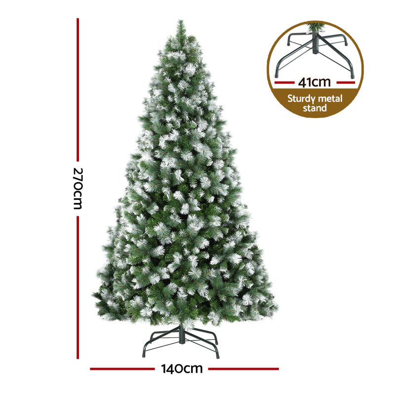 Jingle Jollys 2.7M Christmas Tree with Pine Needle Snowy Xmas Tree 1765 Tips