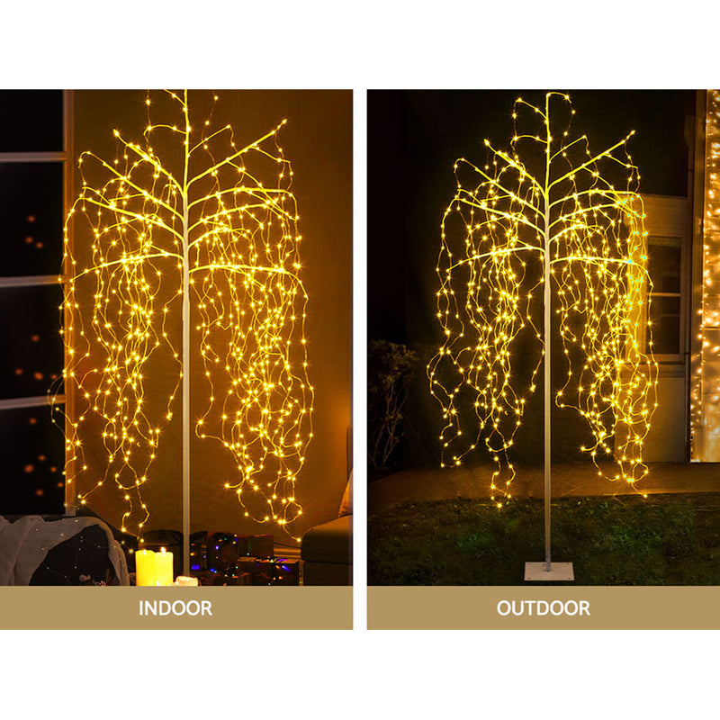 Jingle Jollys 2.1M Solar Christmas Tree 600 LED Trees String Lights Warm White