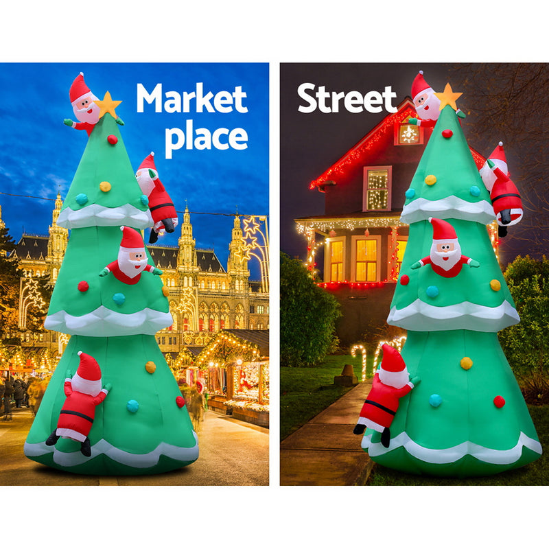 Jingle Jollys 5M Christmas Inflatable Santa on Christmas Tree Xmas Decor LED