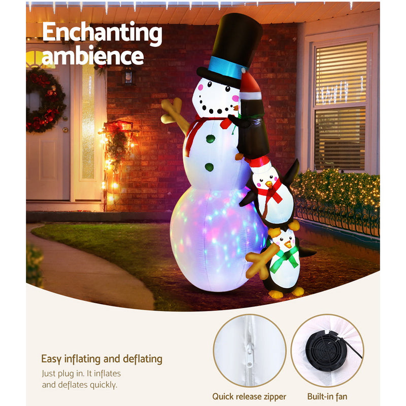 Jingle Jollys Christmas Inflatable Snowman 2.4M Xmas Lights Outdoor Decorations