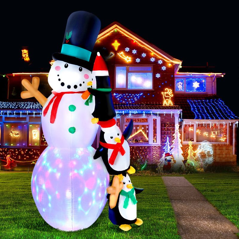 Jingle Jollys Christmas Inflatable Snowman 2.4M Xmas Lights Outdoor Decorations
