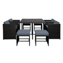Gardeon Outdoor Dining Set 9 Piece Wicker Table Chairs Setting Black