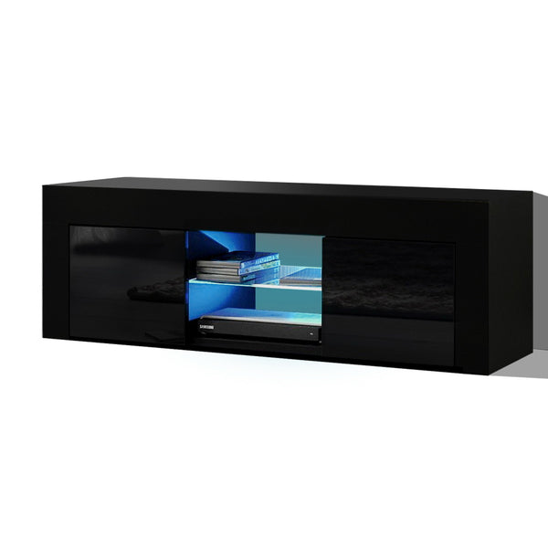 Artiss 130cm RGB LED TV Stand Cabinet Entertainment Unit Gloss Furniture Black