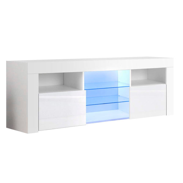 Artiss TV Cabinet Entertainment Unit Stand RGB LED Gloss Furniture 145cm White