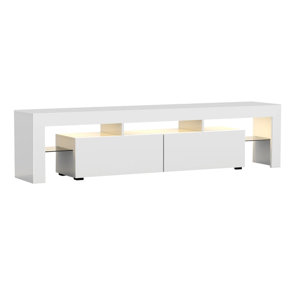 Artiss 189cm RGB LED TV Stand Cabinet Entertainment Unit Gloss Furniture Drawers Tempered Glass Shelf White