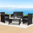 Gardeon 4 PCS Outdoor Sofa Set Rattan Chair Table Setting Garden Furniture Black