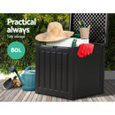 Gardeon Outdoor Storage Box 80L Container Lockable Garden Toy Tool Shed Black
