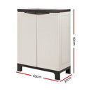 Gardeon Outdoor Storage Cabinet Box 92cm Lockable Cupboard Sheds Adjustable Rattan Beige