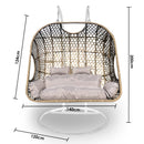 Arcadia Furniture 2 Seater Rocking Egg Chair Outdoor Wicker Rattan Patio Garden - Oatmeal and Grey