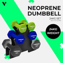 Verpeak 24kg (2,4,6kg x 2) Neoprene Dumbbell Set