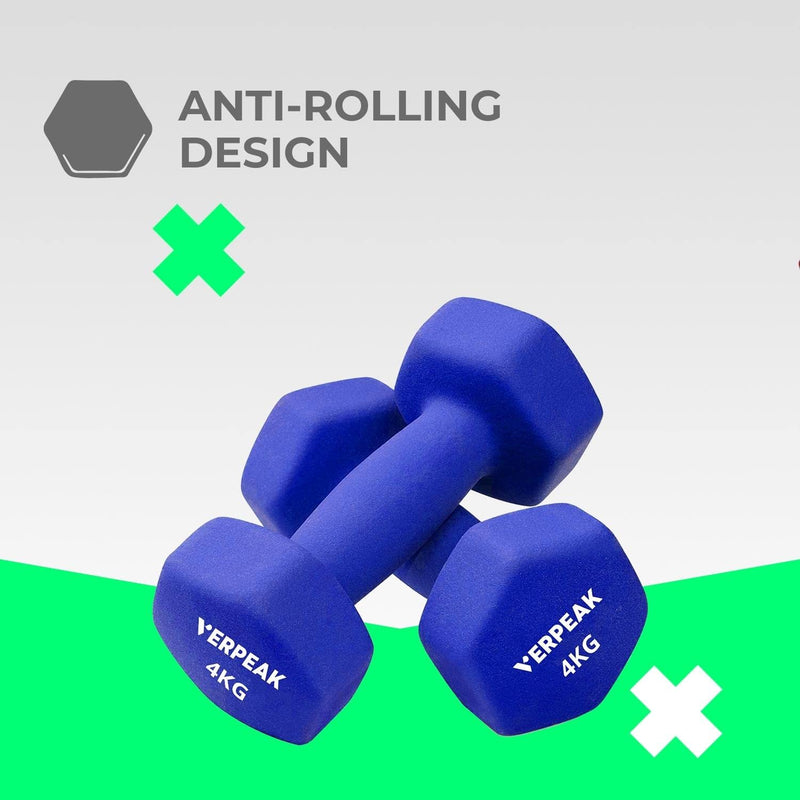 Verpeak 24kg (2,4,6kg x 2) Neoprene Dumbbell Set
