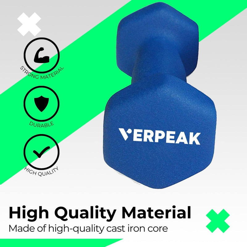 Verpeak 24kg (2,4,6kg x 2) Neoprene Dumbbell Set