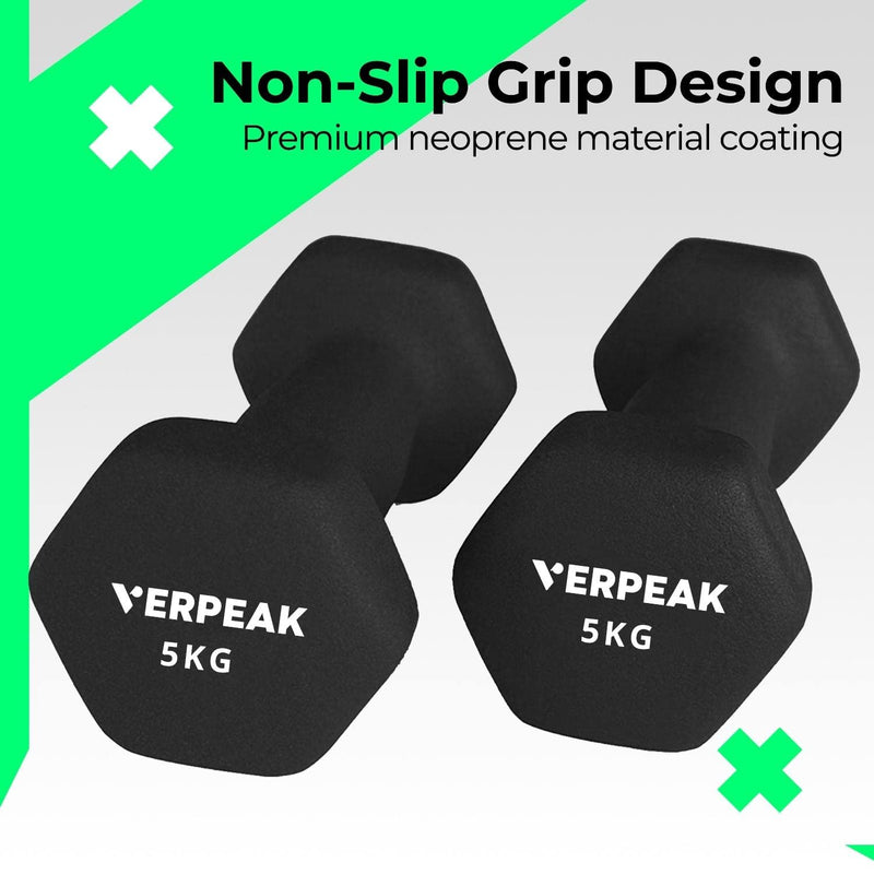 Verpeak 24kg (2,4,6kg x 2) Neoprene Dumbbell Set
