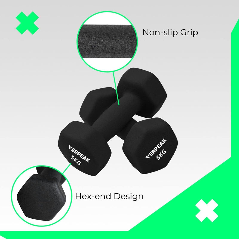 Verpeak 24kg (2,4,6kg x 2) Neoprene Dumbbell Set