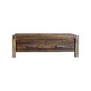 Coffee Table Solid Acacia Wood & Veneer 2 Drawers Storage Chocolate Colour
