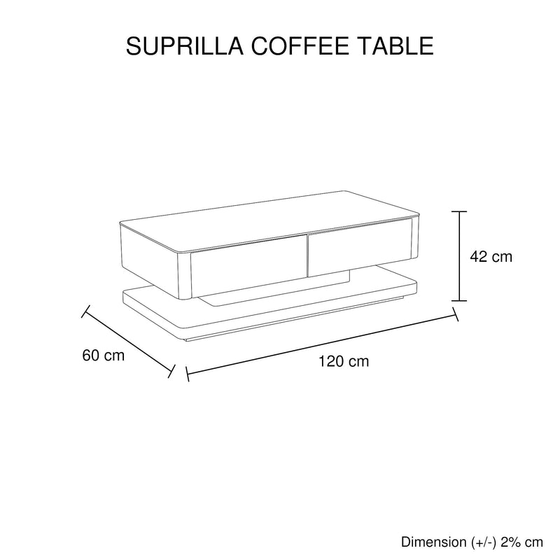 Stylish Coffee Table High Gloss Finish Shiny White Colour with 4 Drawers Storage