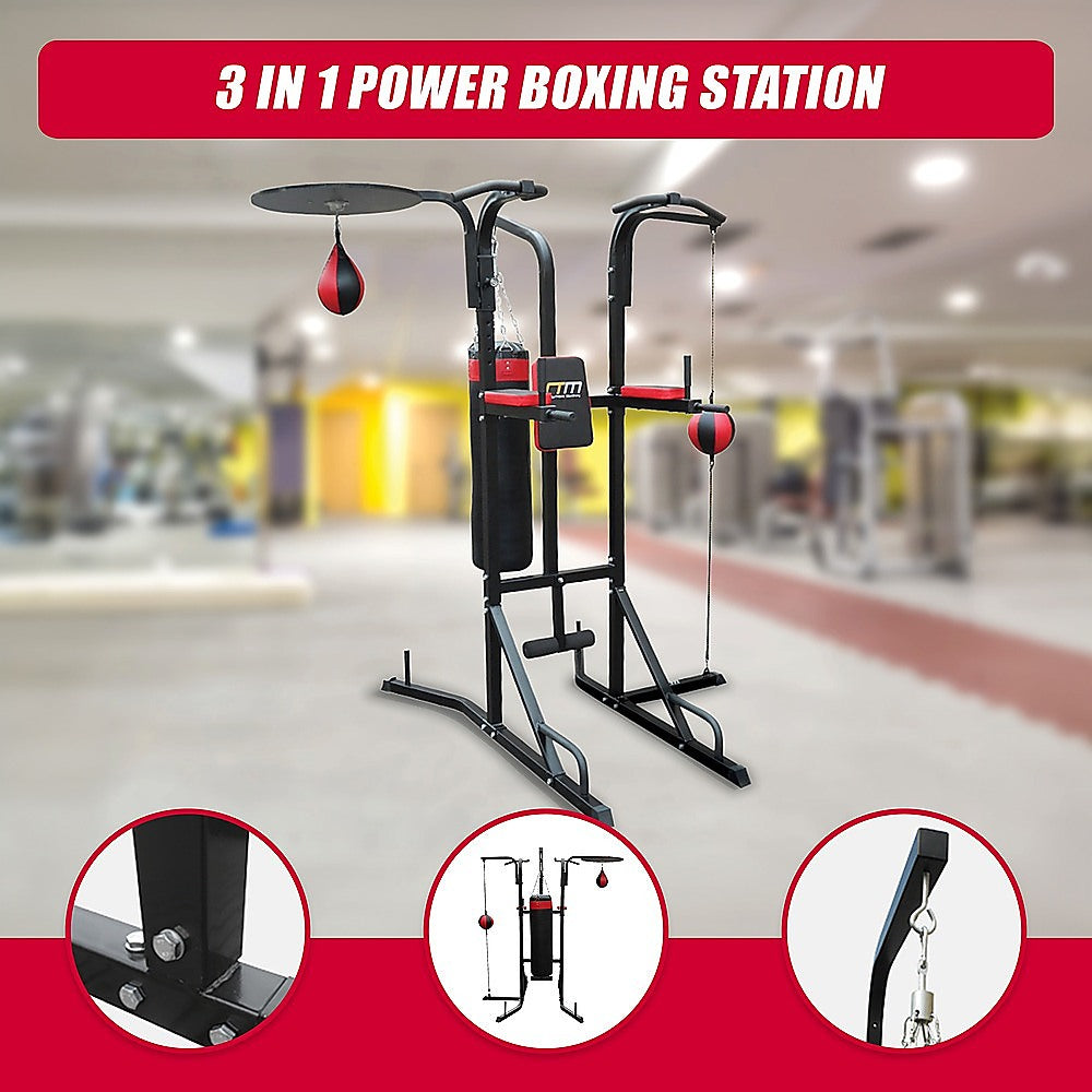 Dip Station Boxing Power Tower Pull Up Bar SOGESPOWER Adjustable