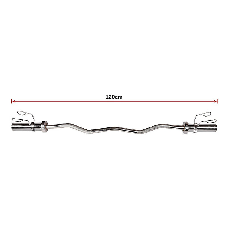 120cm Chrome Olympic EZ Curl Bar – Weightlifting Barbell for Home Gym & Bodybuilding