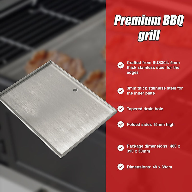 Stainless Steel BBQ Grill Hot Plate 48 X 39CM Premium 304 Grade