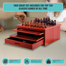 10 in 1 Wooden Chess Board Games Slide Out Checkers House Unit Set