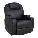 Black Massage Sofa Chair Recliner 360 Degree Swivel PU Leather Lounge 8 Point Heated