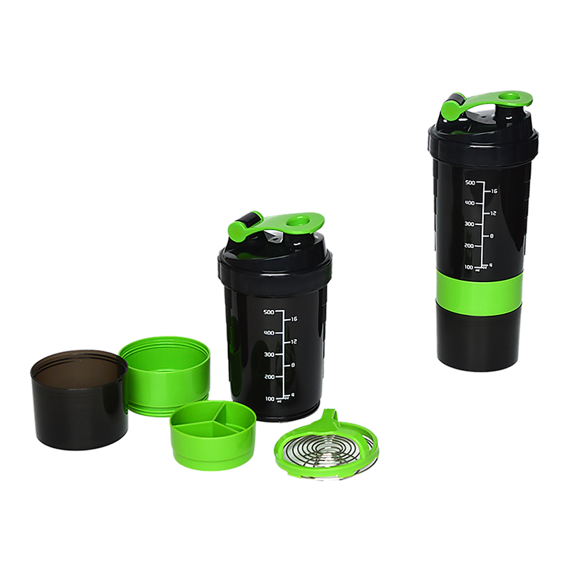 2x Protein Gym Shaker Premium 3 in 1 Smart Style Blender Mixer Cup Bottle Spider