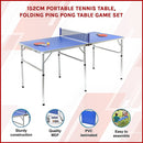 152cm Portable Tennis Table, Folding Ping Pong Table Game Set