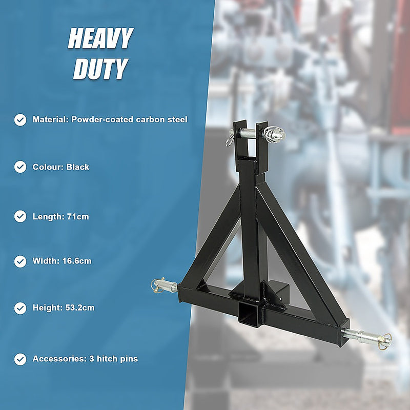 Heavy Duty Steel 3 Point 2" Trailer Hitch Receiver Tow Drawbar For Cat 1 Tractor
