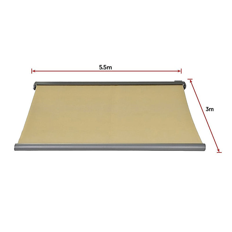 5.5m x 3.0m Retractable Folding Arm Awning Heavy Duty Full Cassette Motorised