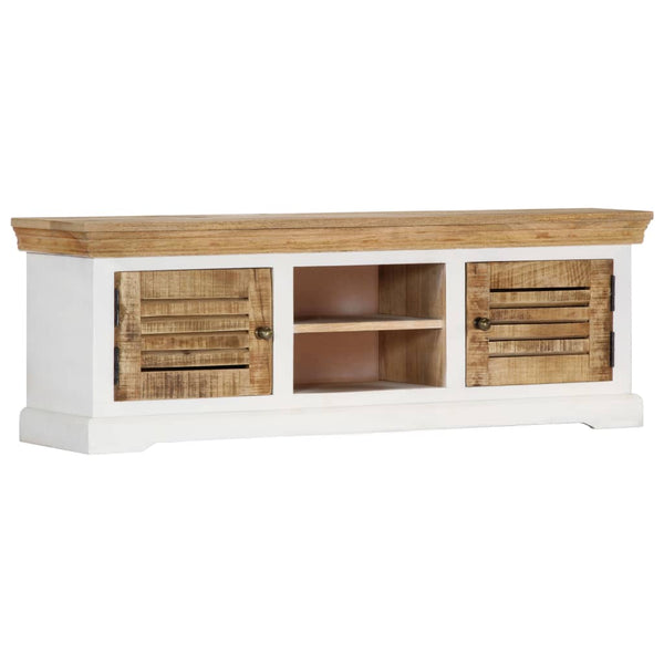 Tv Cabinet Solid Mango Wood Brown and white