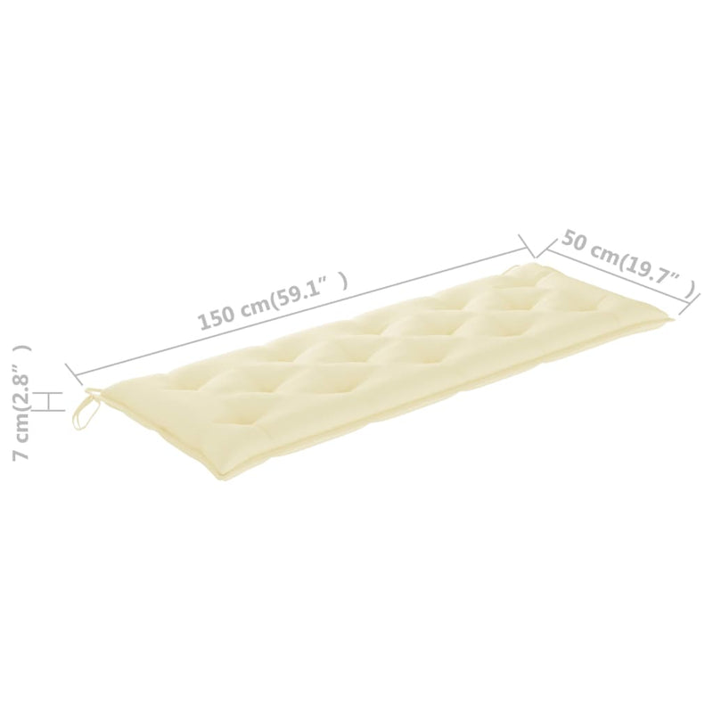 Garden Bench Cushion Cream White 150x50x7 Cm Fabric