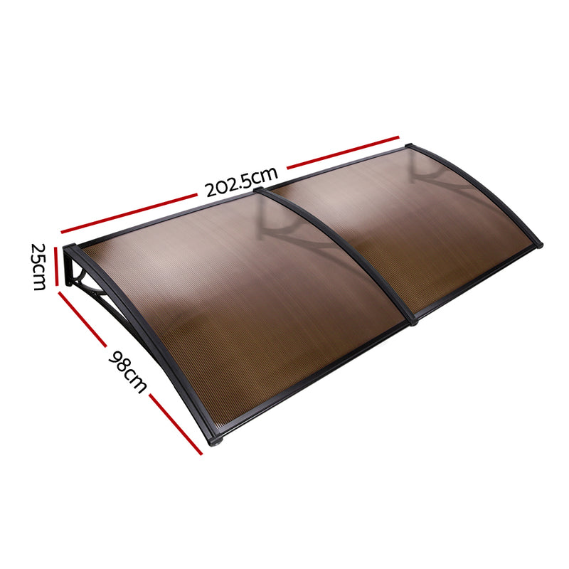 Instahut Window Door Awning Door Canopy Patio UV Sun Shield BROWN 1mx2m DIY