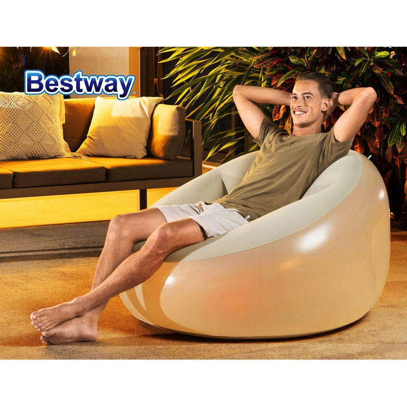 Bestway Inflatable Seat Sofa LED Light Chair Outdoor Lounge Cruiser