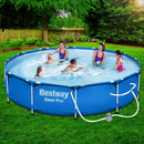 Bestway Swimming Pool 366x76cm Steel Frame Round Above Ground Pools w/ Filter Pump 6473L