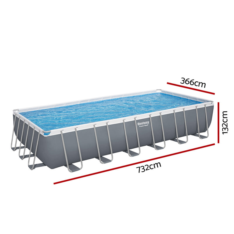 Bestway Swimming Pool Frame Above Ground Pools Rectangular Filter Pump Ladder 7M