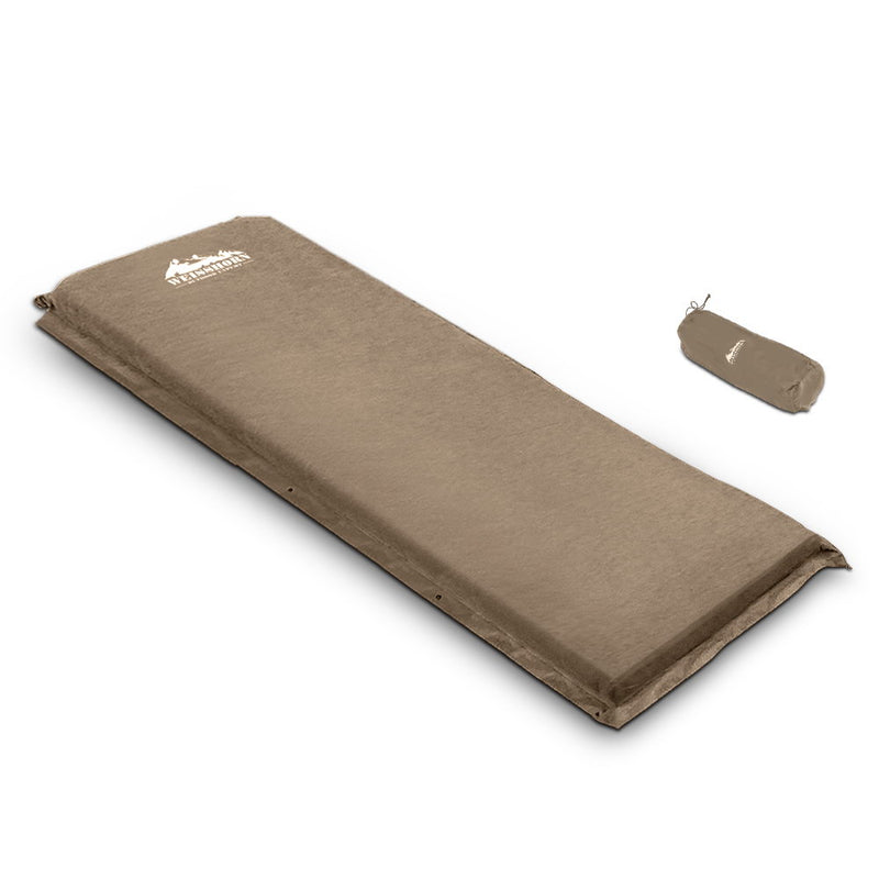 Weisshorn Single Size Self Inflating Mattress Mat Joinable 10CM Thick  Coffee