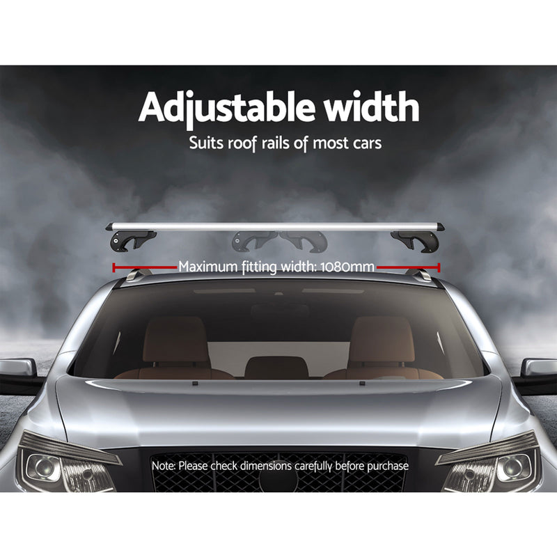 Universal Car Roof Rack Cross Bars Aluminium Silver Adjustable 108cm Racks